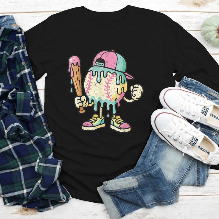 Melted Ice-Cream Baseball Mascot Pastel Pop Youth Long Sleeve Tee