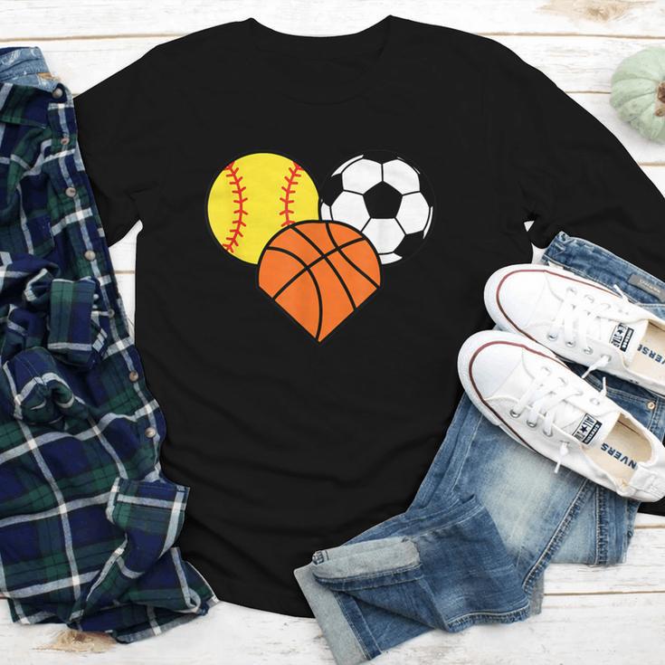 Mom Sports Heart Soccer Basketball Baseball Softball Youth Long Sleeve Tee Mom Sports Heart Soccer Basketball Baseball Softball Youth Long Sleeve Tee
