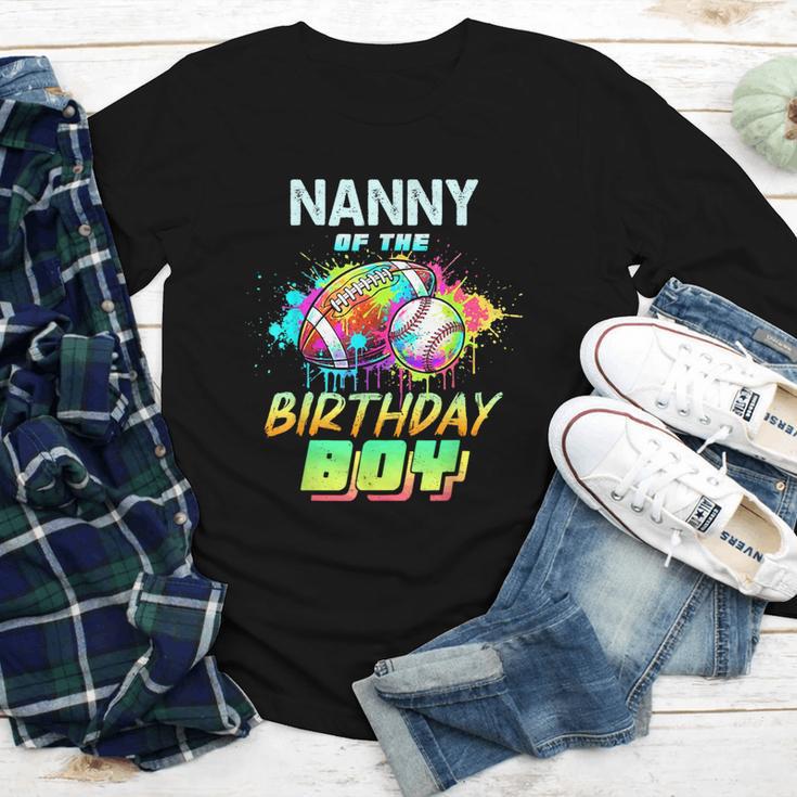 Nanny Of The Birthday Boy Baseball Football Colorful Youth Long Sleeve Tee Nanny Of The Birthday Boy Baseball Football Colorful Youth Long Sleeve Tee