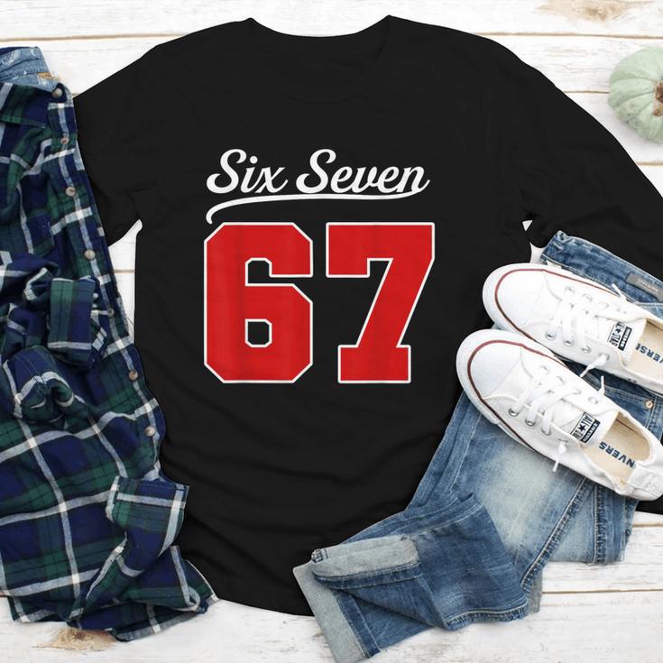 Number 67 Numbered Six Seven Baseball Jersey Style Team 67 Youth Long Sleeve Tee