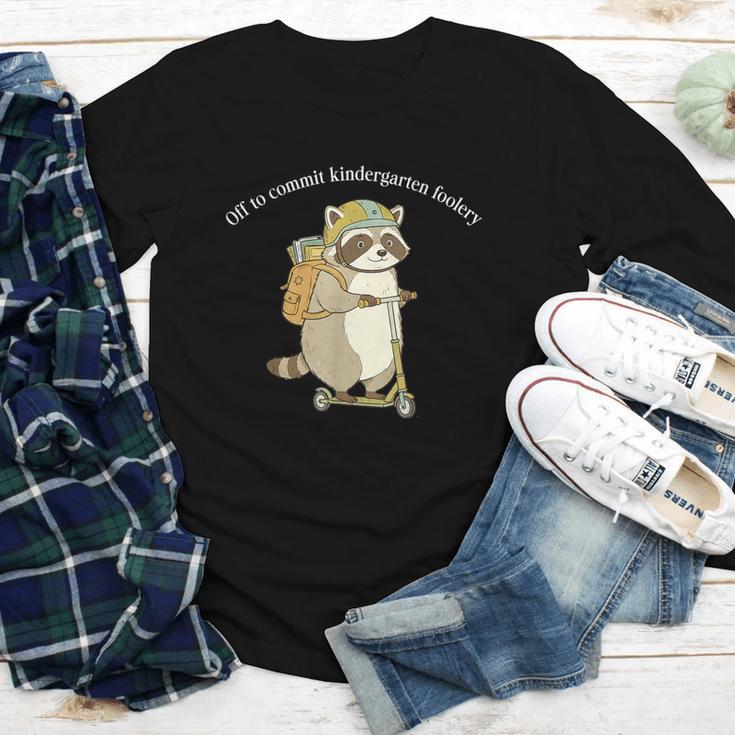 Off To Commit Kindergarten Foolery Raccoon Back To School Youth Long Sleeve Tee