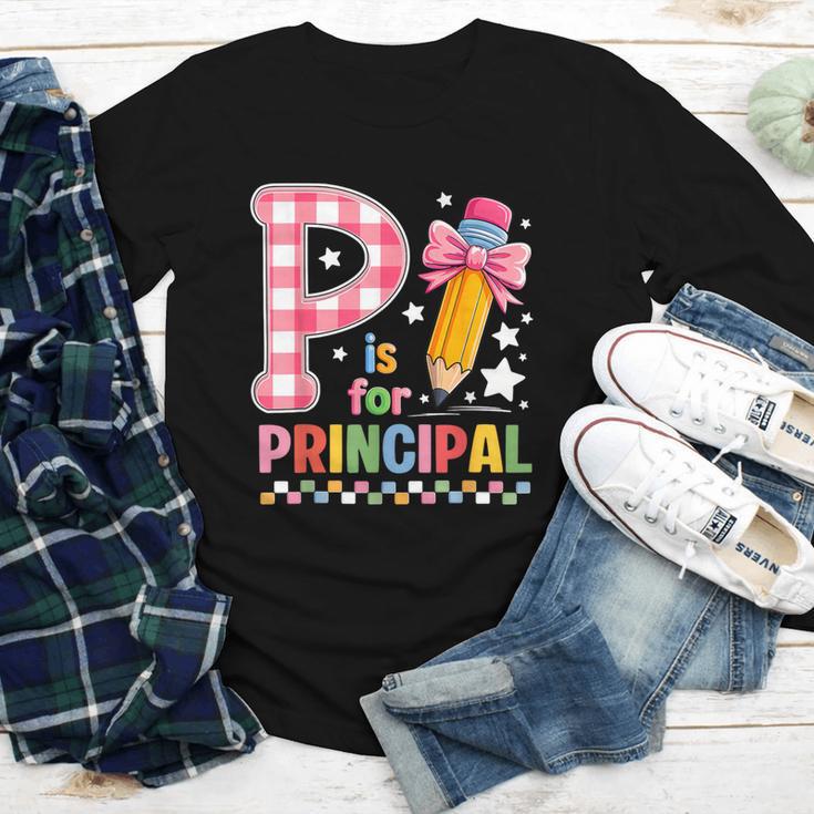 P Is For Principal Back To School Pencil Bow Principal Women Youth Long Sleeve Tee P Is For Principal Back To School Pencil Bow Principal Women Youth Long Sleeve Tee