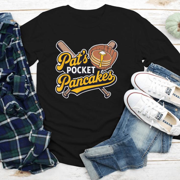 Pat's Pocket Pancakes Baseball Glove Stack Syrup Youth Long Sleeve Tee Pat's Pocket Pancakes Baseball Glove Stack Syrup Youth Long Sleeve Tee