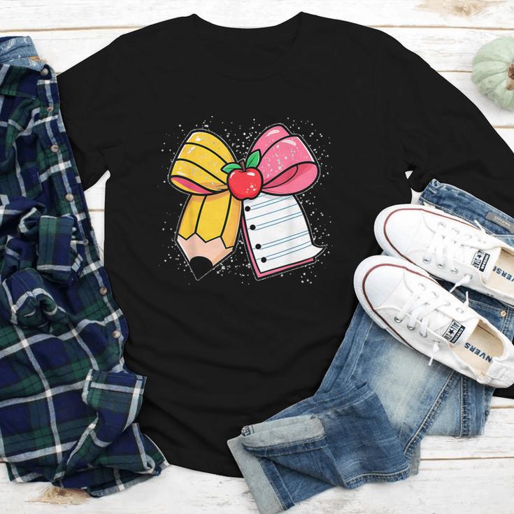 Pencil Coquette Bow Happy First Day Of School Back To School Youth Long Sleeve Tee Pencil Coquette Bow Happy First Day Of School Back To School Youth Long Sleeve Tee