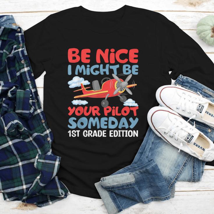 I Might Be Your Pilot First Day Back To School 1st Grade Youth Long Sleeve Tee