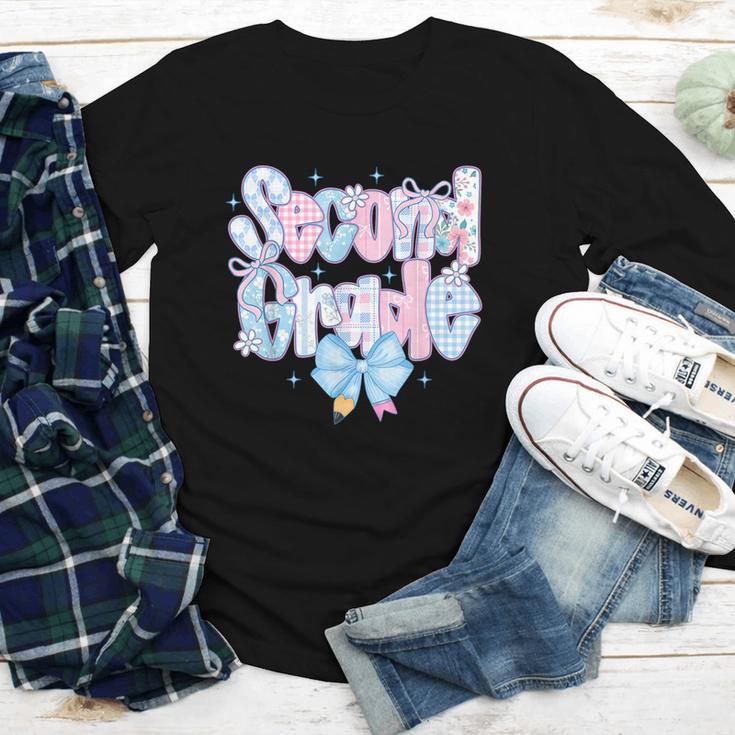 Preppy Second Grade First Day Back To School 2nd Grade Bow Youth Long Sleeve Tee
