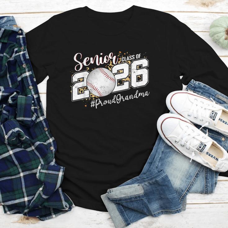 Proud Senior Grandma Class Of 2026 Baseball Graduate Leopard Youth Long Sleeve Tee