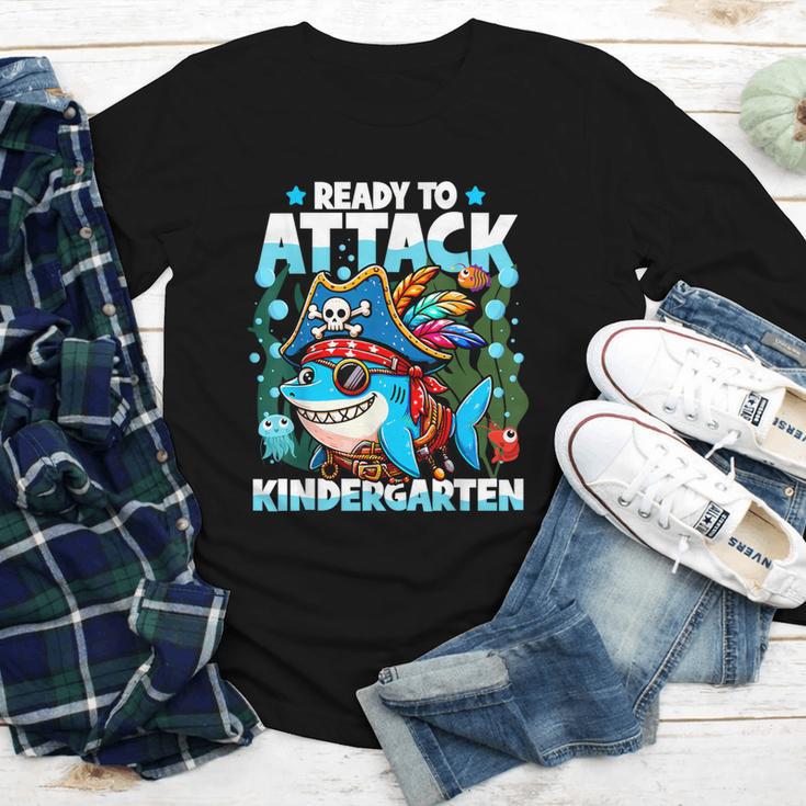 Ready To Attack Kindergarten Pirate Shark Back To School Youth Long Sleeve Tee Ready To Attack Kindergarten Pirate Shark Back To School Youth Long Sleeve Tee