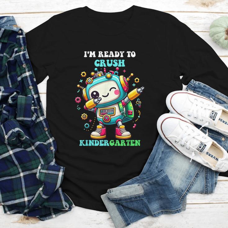 Ready To Crush Kindergarten Cute Robot Back To School Youth Long Sleeve Tee Ready To Crush Kindergarten Cute Robot Back To School Youth Long Sleeve Tee