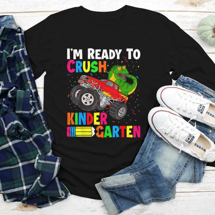 Ready To Crush Kindergarten T-Rex Back To School Boys Youth Long Sleeve Tee Ready To Crush Kindergarten T-Rex Back To School Boys Youth Long Sleeve Tee