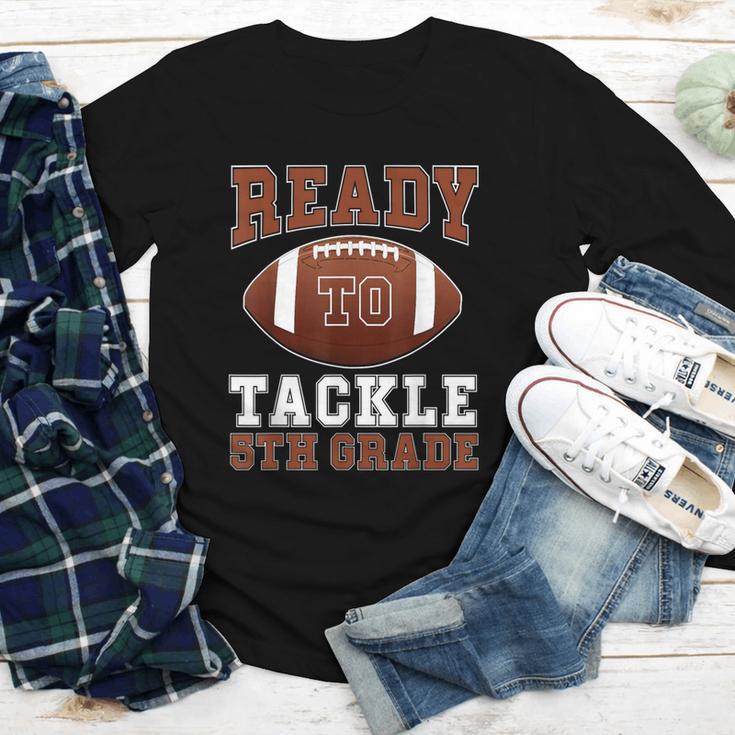 Ready To Tackle 5th Grade Football Back To School Kids Boys Youth Long Sleeve Tee