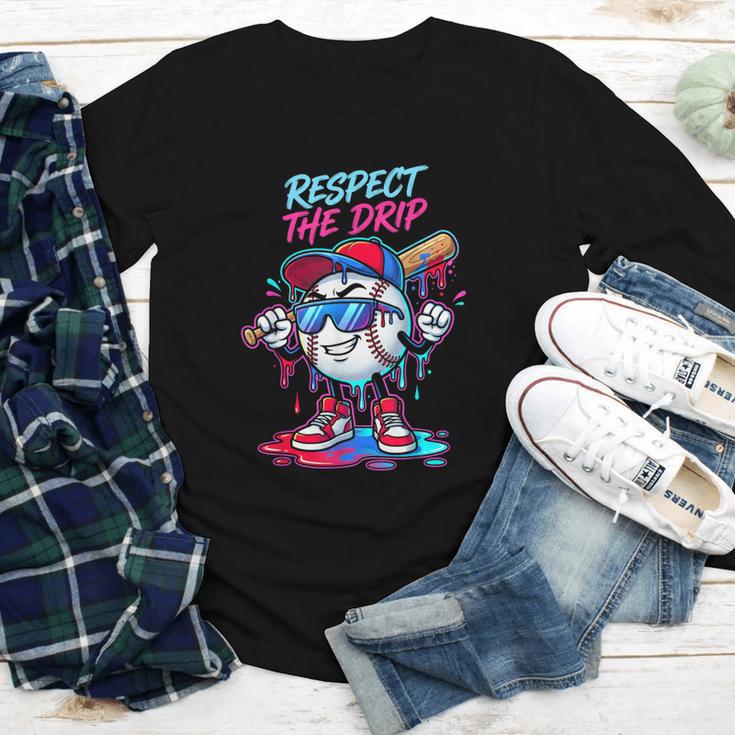 Respect The Drip Baseball Bat Sunglasses Mascot Youth Long Sleeve Tee