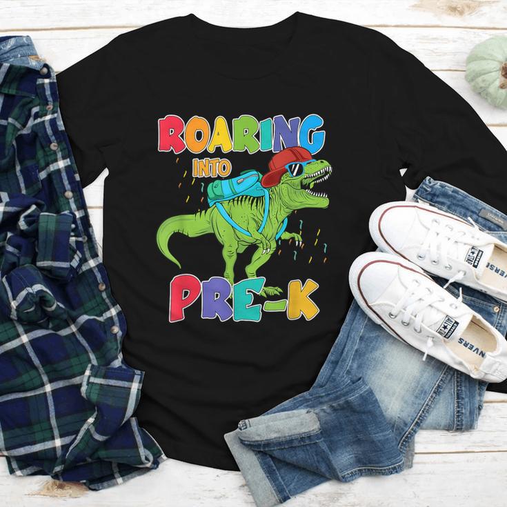 Roaring Into Pre-K Preschool Dinosaur Back To School Youth Long Sleeve Tee