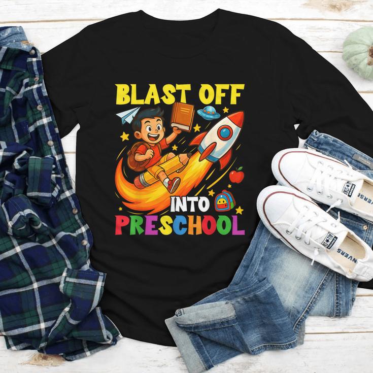 Rocket Blast Off Into Preschool Back To School Youth Long Sleeve Tee