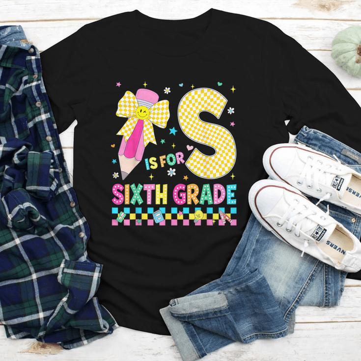 S Is For Sixth Grade Back To School Pencil Bow 6th Grade Kid Youth Long Sleeve Tee S Is For Sixth Grade Back To School Pencil Bow 6th Grade Kid Youth Long Sleeve Tee