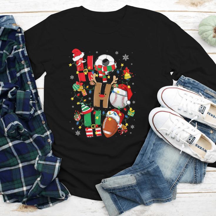 Santa Baseball Football Soccer Pajamas Ho Ho Christmas Xmas Youth Long Sleeve Tee Santa Baseball Football Soccer Pajamas Ho Ho Christmas Xmas Youth Long Sleeve Tee