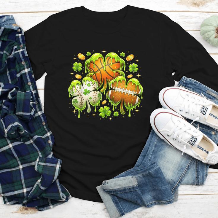 Shamrock Basketball Baseball Drip St Patrick's Day Boys Men Youth Long Sleeve Tee
