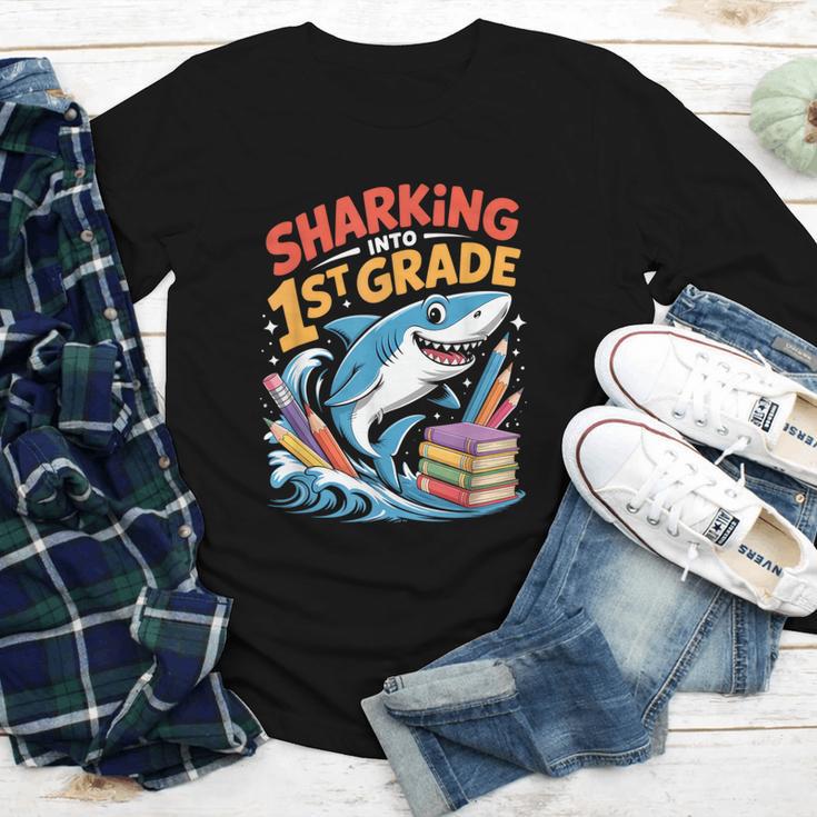 Sharking Into 1st Grade Back To School Shark Youth Long Sleeve Tee Sharking Into 1st Grade Back To School Shark Youth Long Sleeve Tee