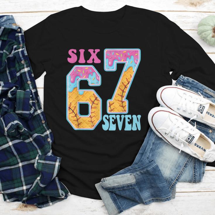 Six Seven Drip Baseball Player Number 67 Or 67th Birthday Youth Long Sleeve Tee