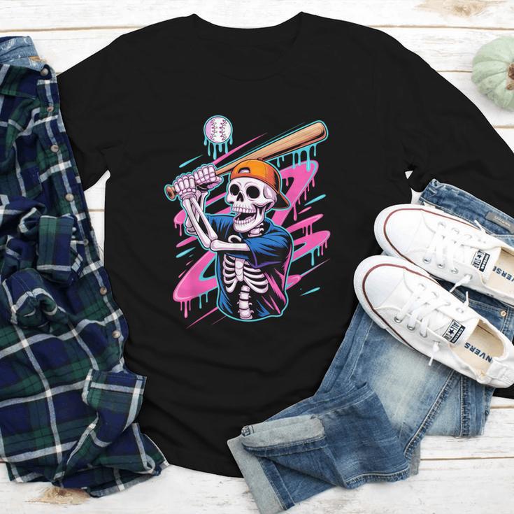 Skeleton Baseball Drip Boy Youth Dripping Baseball Halloween Youth Long Sleeve Tee