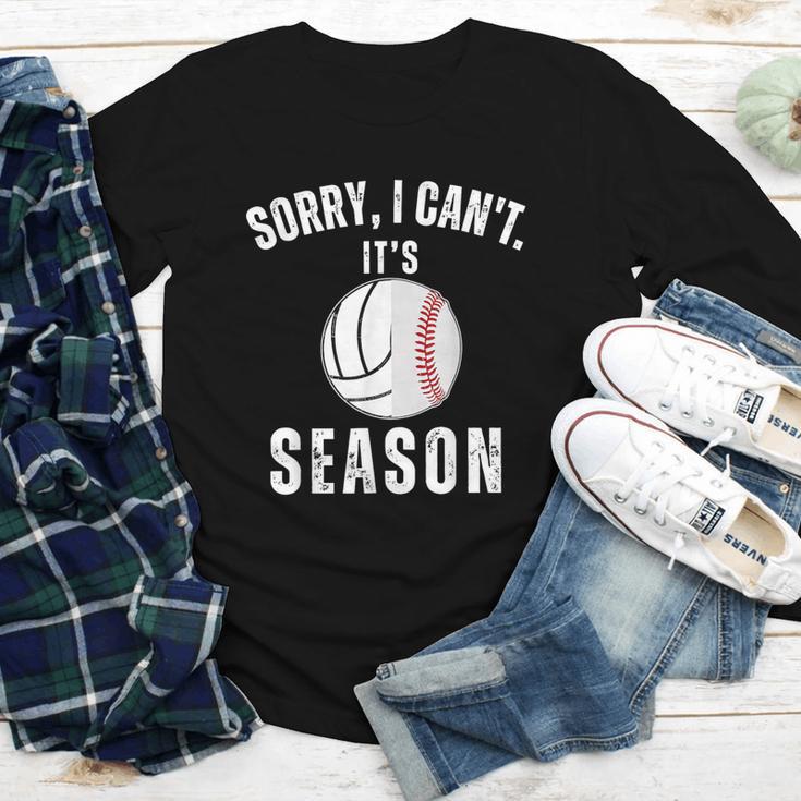 Sorry I Can't It's Volleyball Baseball Season Mom Of Both Youth Long Sleeve Tee