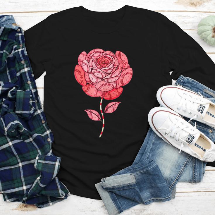 Sporty Rose Graphic With Baseball And Rugby Ball Petals Youth Long Sleeve Tee Sporty Rose Graphic With Baseball And Rugby Ball Petals Youth Long Sleeve Tee