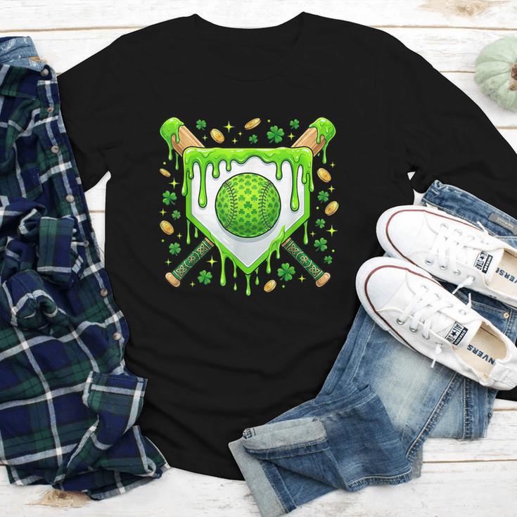 St Patrick Day Baseball Drip Ice Cream Boys Men Youth Long Sleeve Tee
