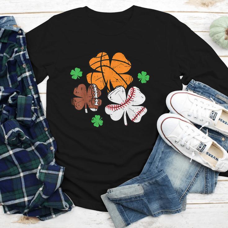 St Patricks Day Shamrock Basketball Baseball Men Boys Kids Youth Long Sleeve Tee