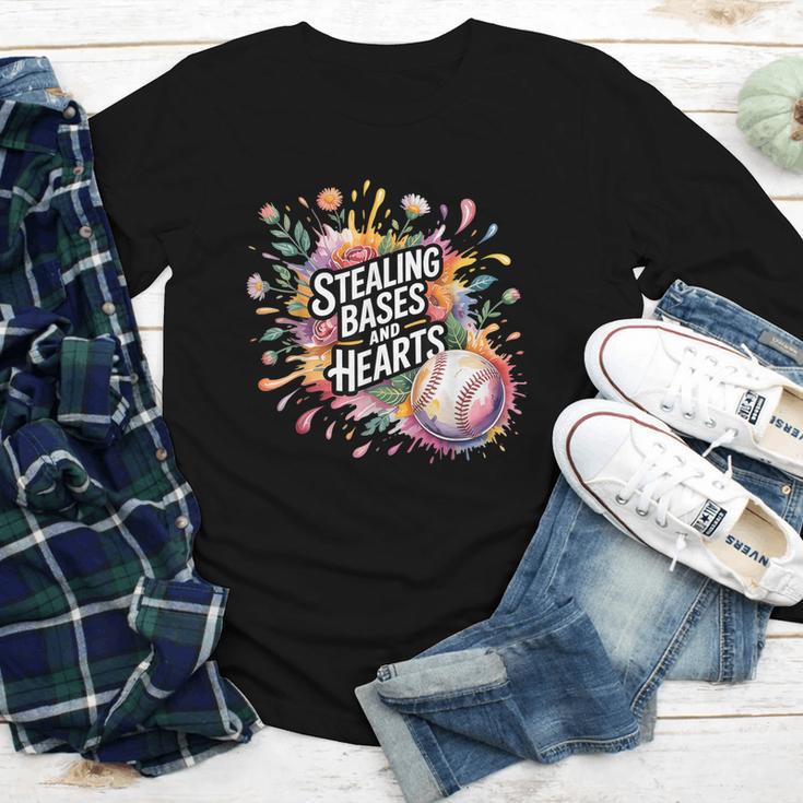 Stealing Bases And Hearts Baseball Puns Sports Youth Long Sleeve Tee