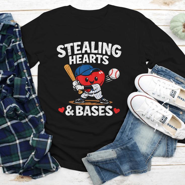Stealing Hearts & Bases Valentine’s Day Baseball Love Youth Long Sleeve Tee