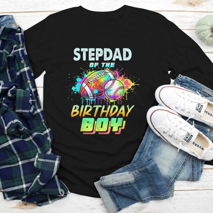 Stepdad Of The Birthday Boy Baseball Football Colorful Youth Long Sleeve Tee