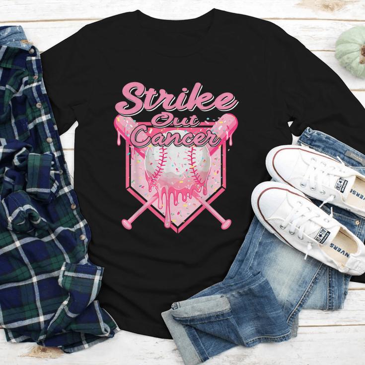 Strike Out Breast Cancer Baseball Drip For Boys Youth Youth Long Sleeve Tee