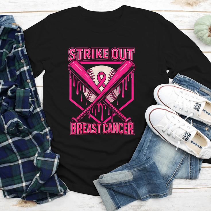 Strike Out Breast Cancer Baseball Ice Cream Drip Youth Long Sleeve Tee Strike Out Breast Cancer Baseball Ice Cream Drip Youth Long Sleeve Tee