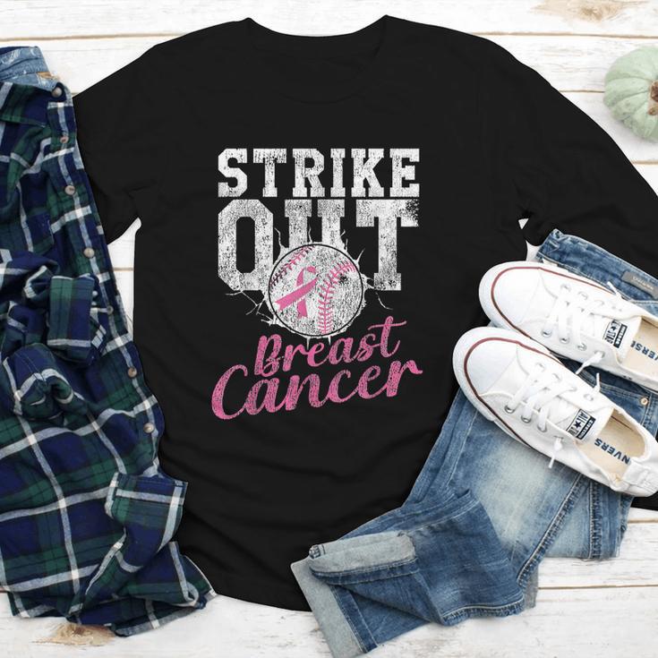 Strike Out Breast Cancer Baseball Warrior Youth Long Sleeve Tee Strike Out Breast Cancer Baseball Warrior Youth Long Sleeve Tee
