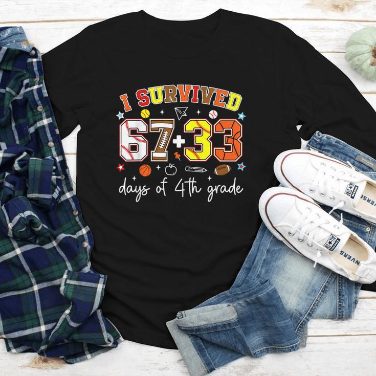 I Survived 6733 Days Of 4th Grade Baseball Football 100 Day Youth Long Sleeve Tee I Survived 6733 Days Of 4th Grade Baseball Football 100 Day Youth Long Sleeve Tee