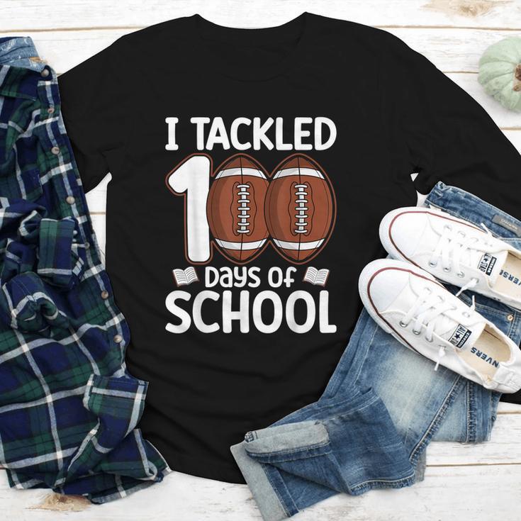 I Tackled 100 Days Of School Baseball Player Kids Teacher Youth Long Sleeve Tee