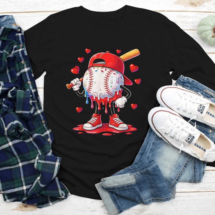 Valentine Baseball Heart Drip Sport Love Valentines Day Boys Youth Long Sleeve Tee