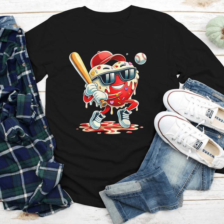 Valentines Day Heart Baseball Drip Ice Cream Boys Kids Men Youth Long Sleeve Tee