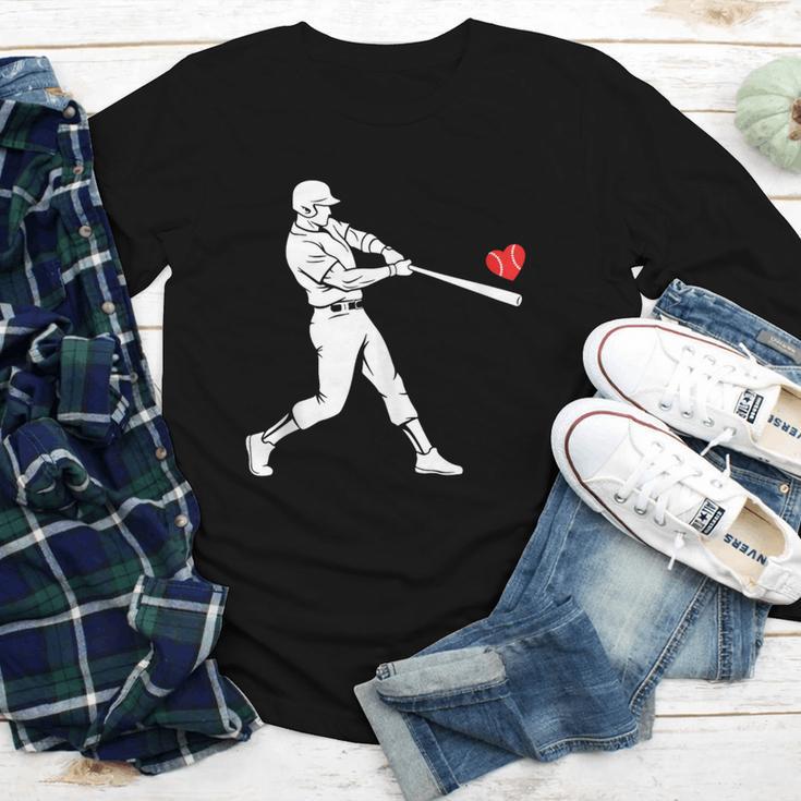 Valentines US Baseball Player Silhouette Heart Youth Long Sleeve Tee