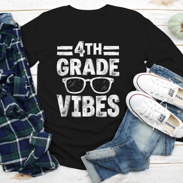 Vintage Fourth 4TH Grade Vibes Back To School First Day Kids Youth Long Sleeve Tee