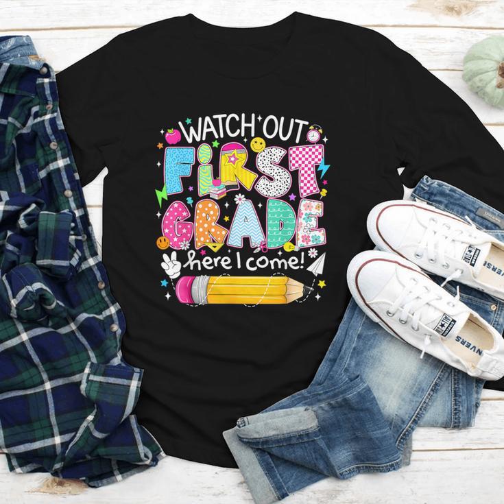 Watch Out First Grade Here I Come Back To School Boy Kids Youth Long Sleeve Tee