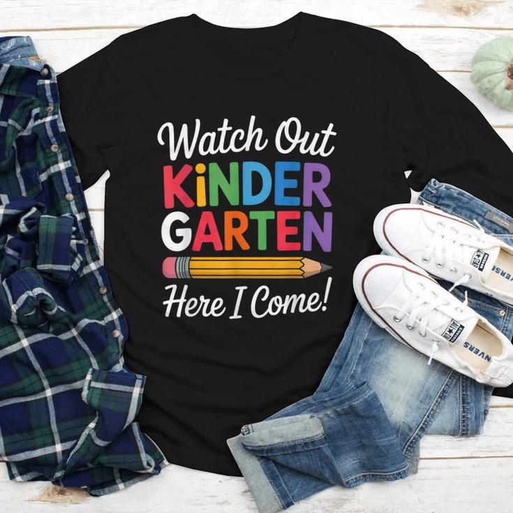 Watch Out Kindergarten Here I Come Back To School Kids Youth Long Sleeve Tee