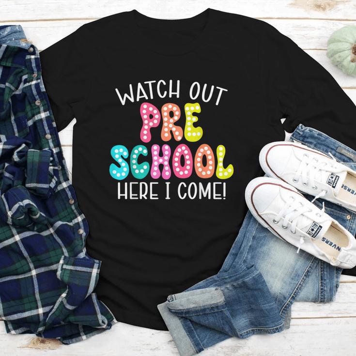 Watch Out Preschool Here I Come Back To School Youth Long Sleeve Tee Watch Out Preschool Here I Come Back To School Youth Long Sleeve Tee