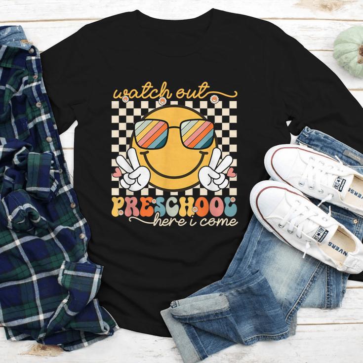 Watch Out Preschool Grade Here I Come Back To School Youth Long Sleeve Tee Watch Out Preschool Grade Here I Come Back To School Youth Long Sleeve Tee