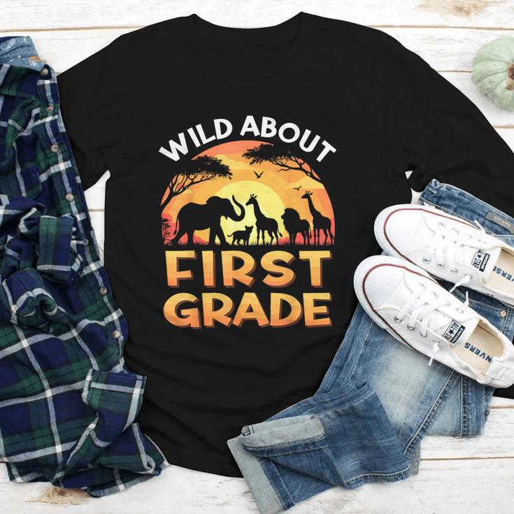 Wild About First Grade Zoo Animals Back To School Safari Youth Long Sleeve Tee Wild About First Grade Zoo Animals Back To School Safari Youth Long Sleeve Tee