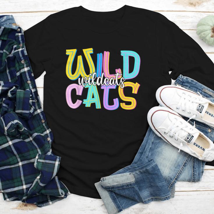 Wildcats School Spirit Groovy Back To School Girls Youth Long Sleeve Tee Wildcats School Spirit Groovy Back To School Girls Youth Long Sleeve Tee