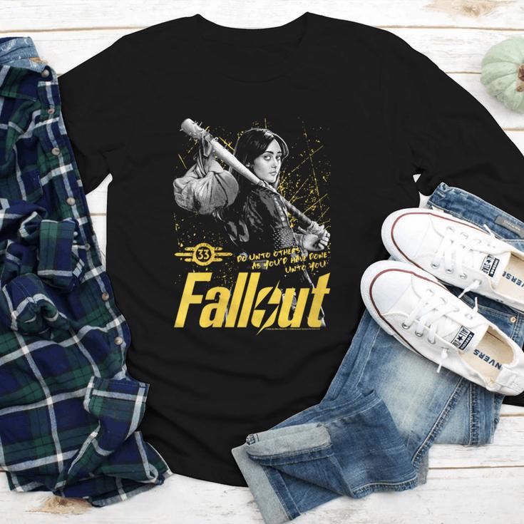 Women's Fallout TV Series Lucy Do Unto Others Baseball Bat Gamer Youth Long Sleeve Tee Women's Fallout TV Series Lucy Do Unto Others Baseball Bat Gamer Youth Long Sleeve Tee