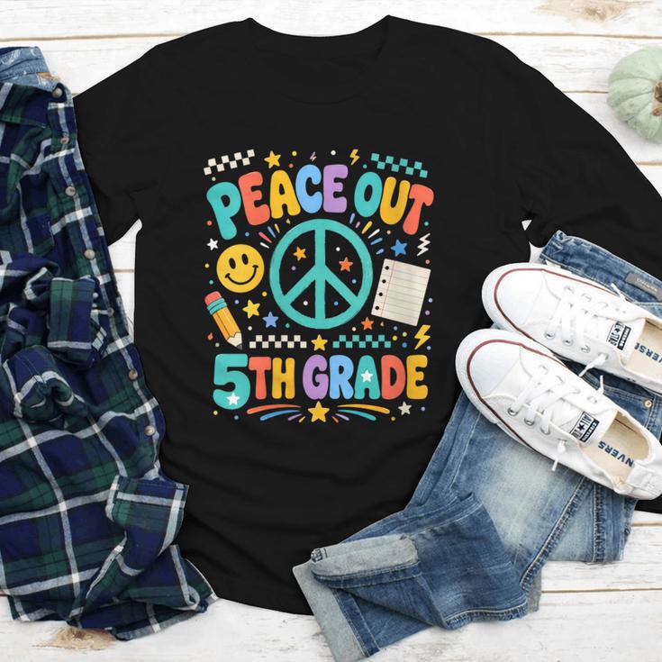Women's Peace Out 5th Grade Retro Back To School Students Youth Long Sleeve Tee