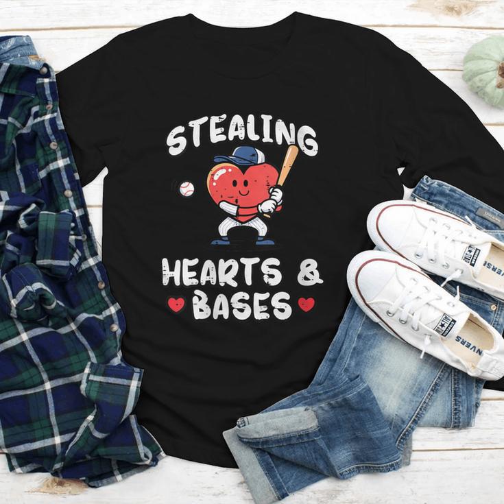 Women's Valentines Day Baseball Stealing Hearts Bases Boys Kids Men Youth Long Sleeve Tee