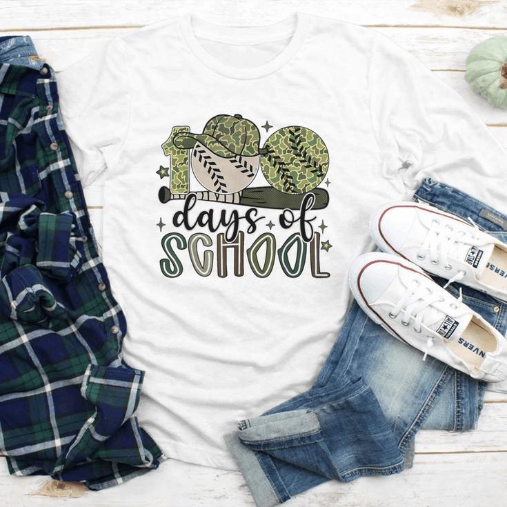100 Days Of School Baseball Camo Cap Kids Boys 100th Day Youth Long Sleeve Tee